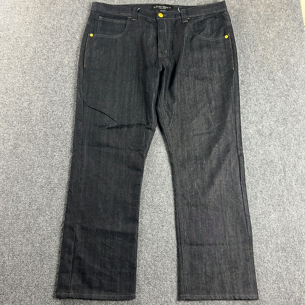 Raw Blue Jeans Mens 42/32 Denim Straight Leg‎ Cotton Blend Adults